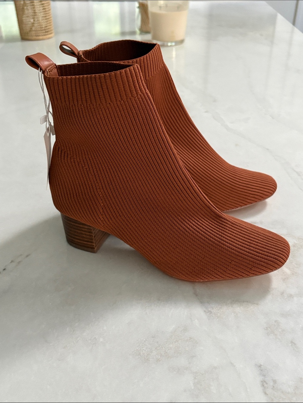 NWT Joie Neely Sock Stretch Knit Boots Booties Toffee Memory Foam Fall Size 8.5